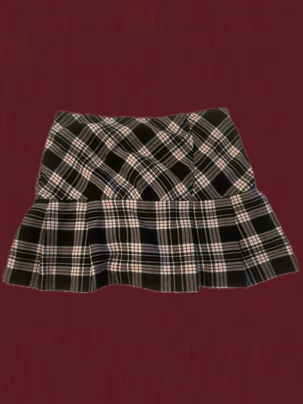 Byer California Black Plaid Micro Skirt with Red Accents